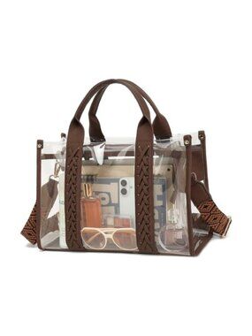 Clear Tote Bag Stadium Approved Woven Crossbody Handbag for Women